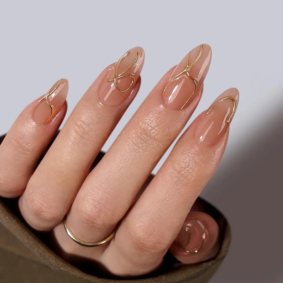 Radiant Gold Almond Nails - Press on Nails | Long Lasting & Reusable