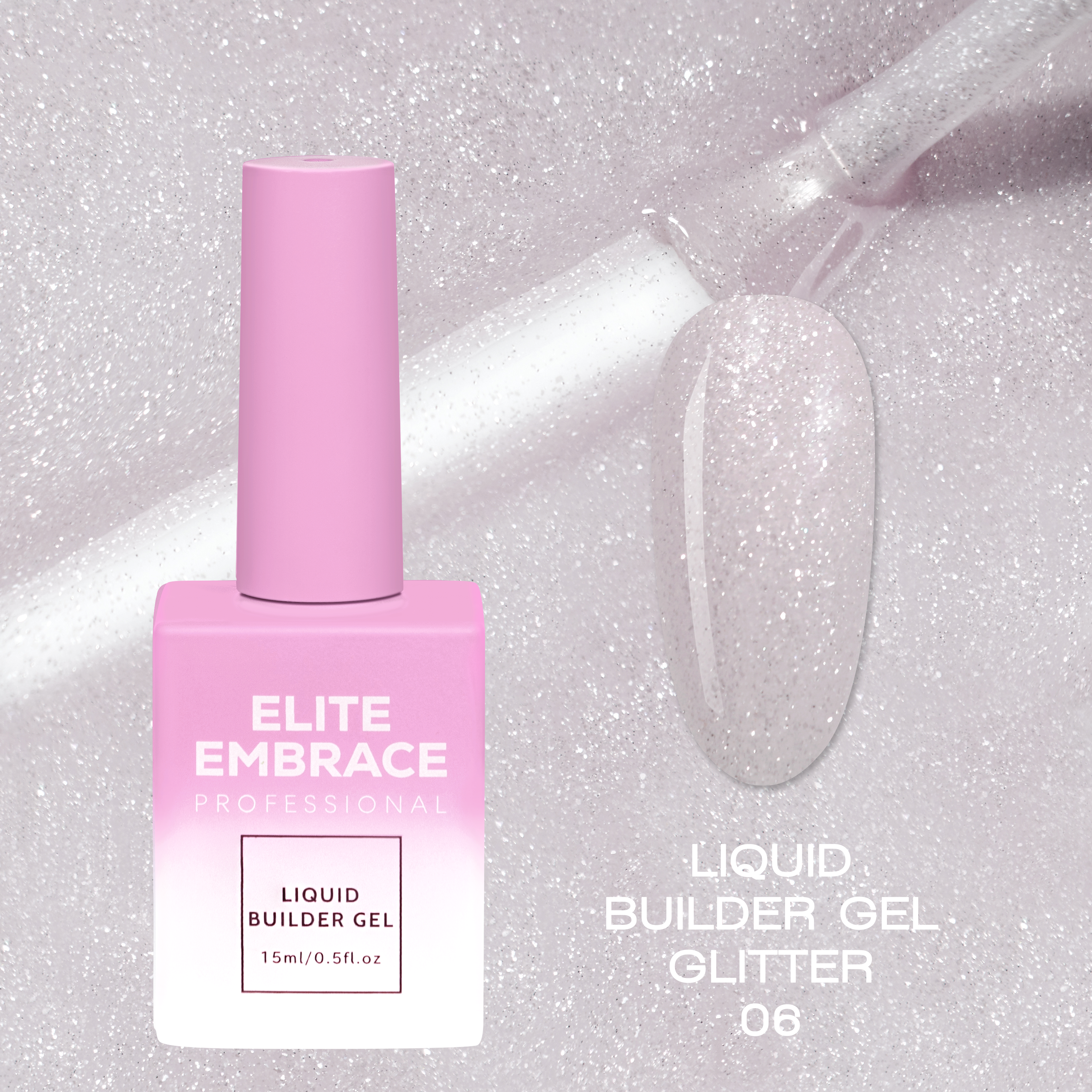 ELITE EMBRACE Professional Liquid Builder Gel Glitter 06 15ml ELBGG0615