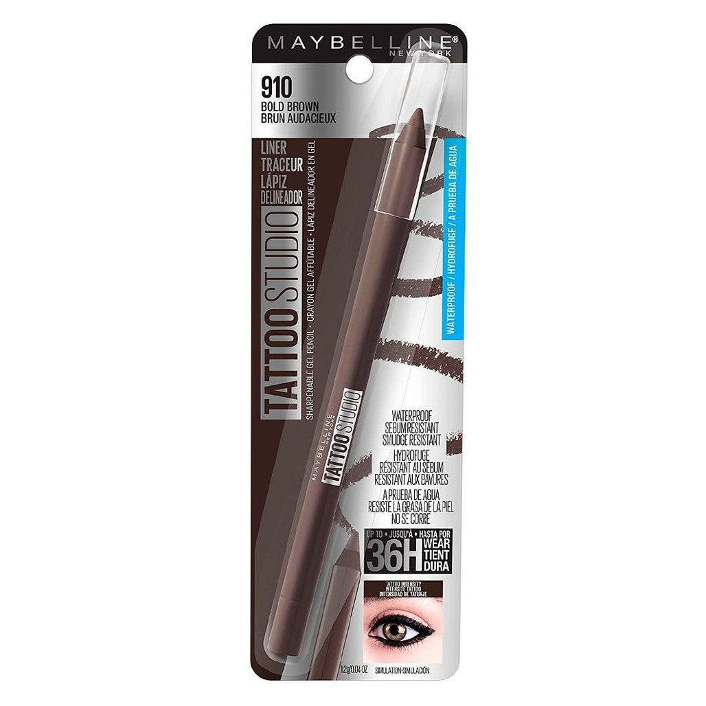 Lápiz delineador en gel de ojos a prueba de agua de 36 horas de MAYBELLINE Tattoo Studio
