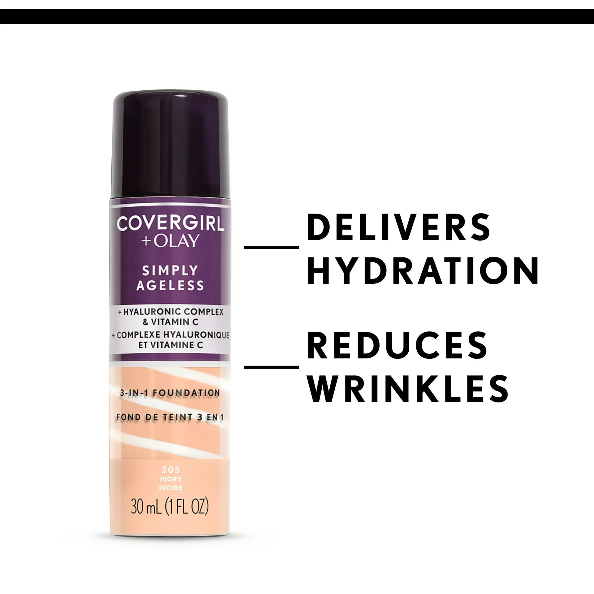 COVERGIRL + OLAY Base de maquillaje líquida 3 en 1 Simply Ageless