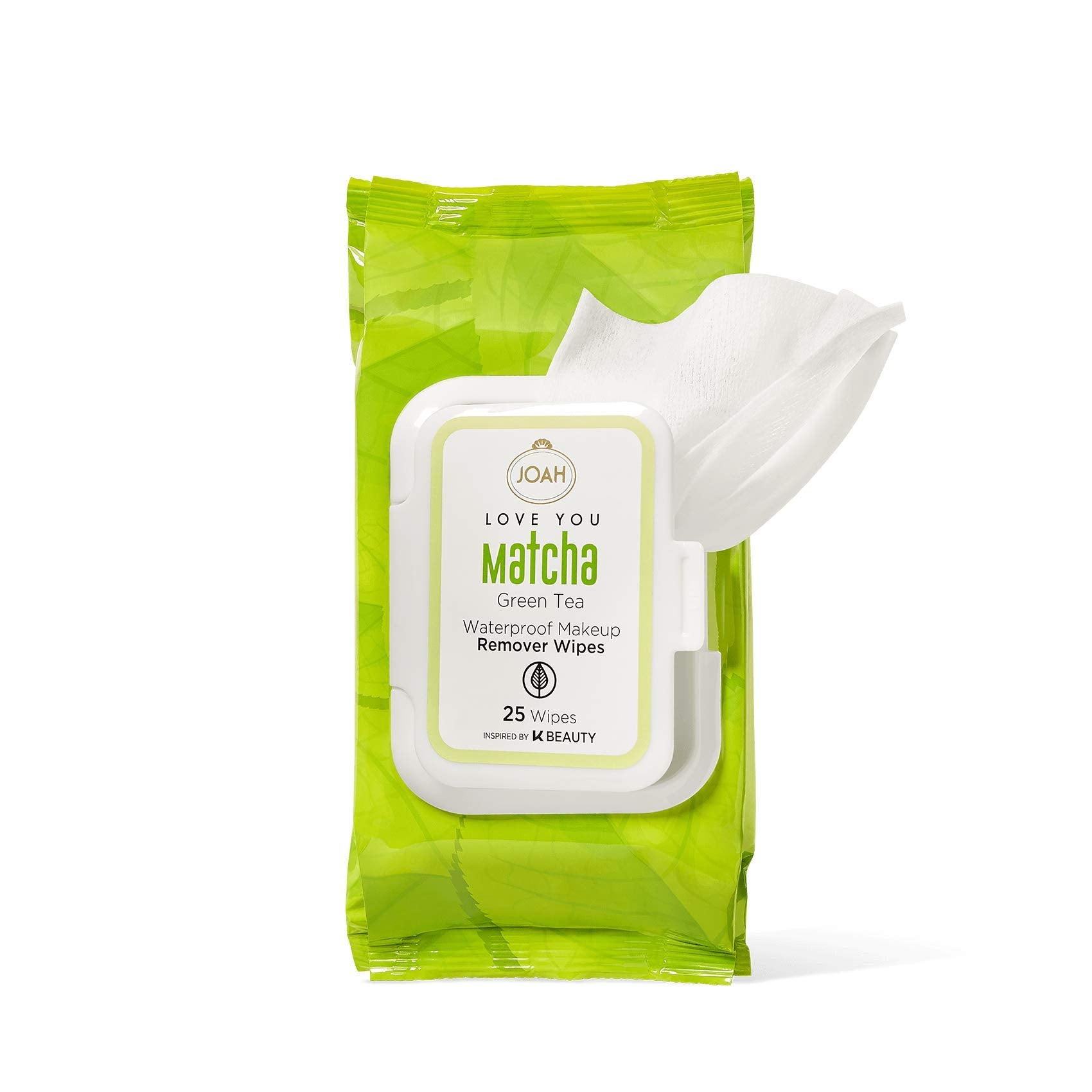 Toallitas desmaquillantes resistentes al agua con té verde matcha Love You de JOAH Beauty