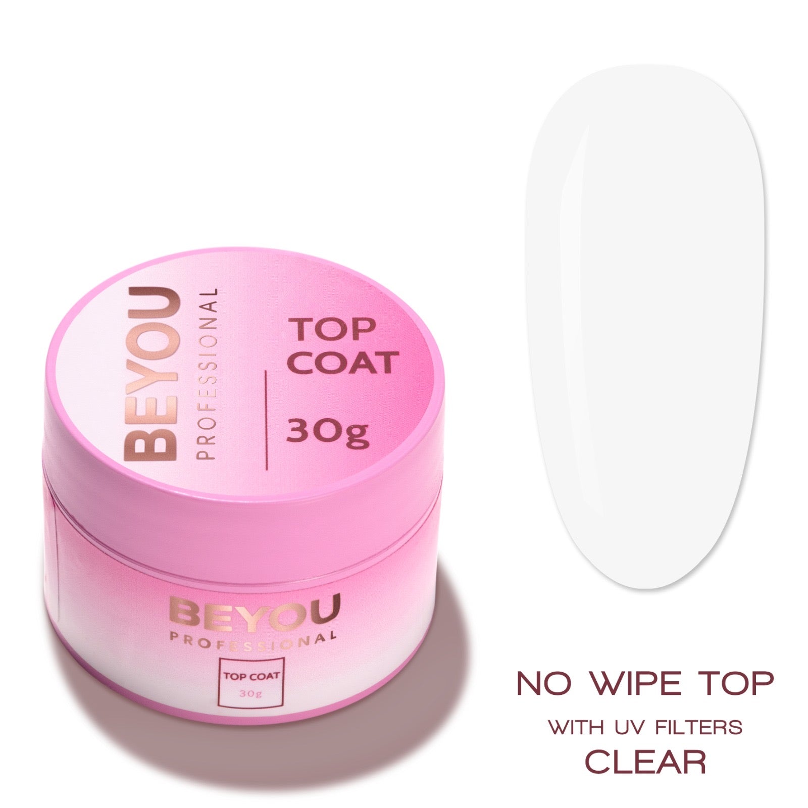 BEYOU Professional NO Wipe Top with UV Filters Clear 30ml
