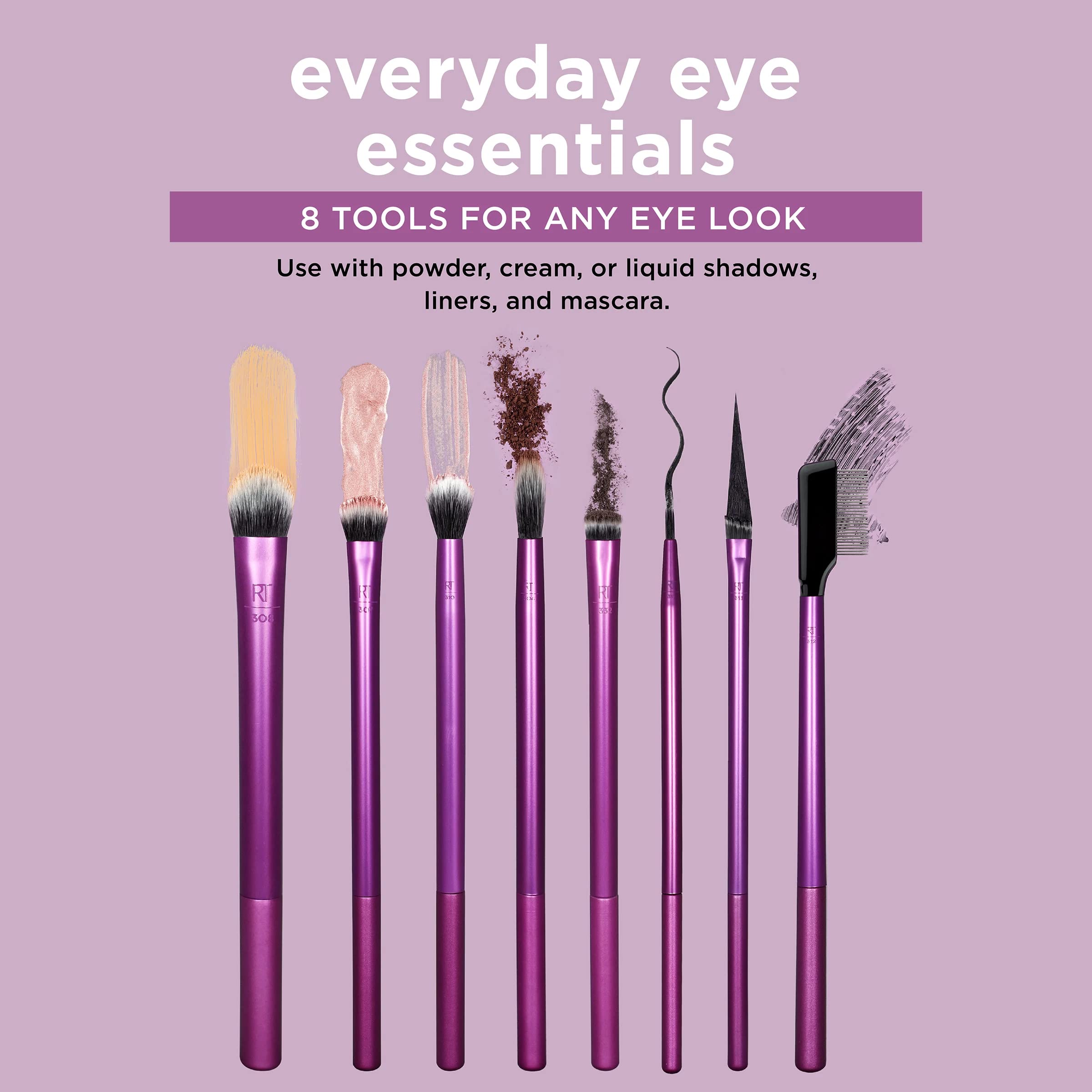 Kit de brochas de maquillaje esenciales para ojos de uso diario REAL TECHNIQUES