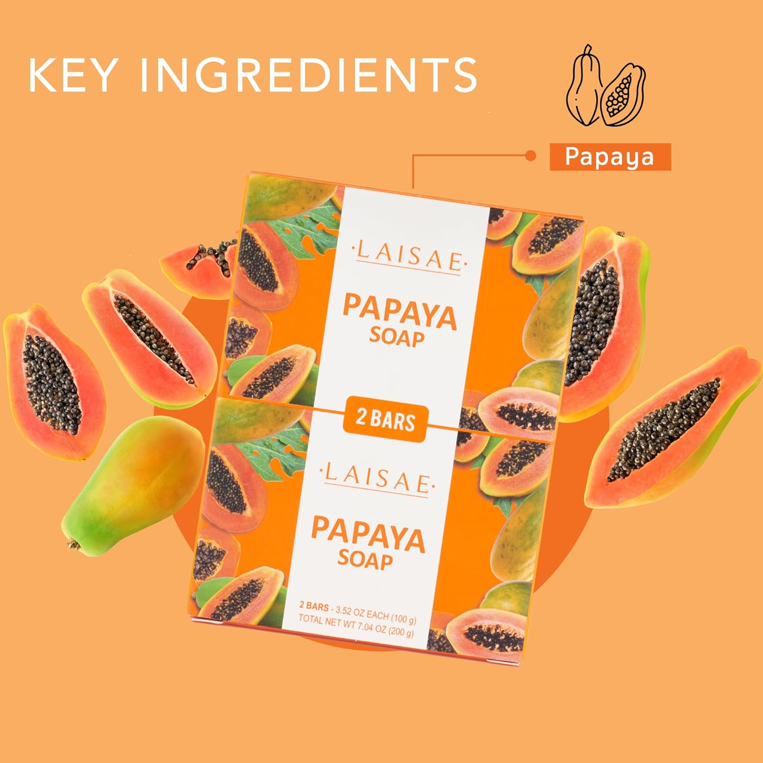 LAISAE Papaya Brightening Soap (2 Bars)