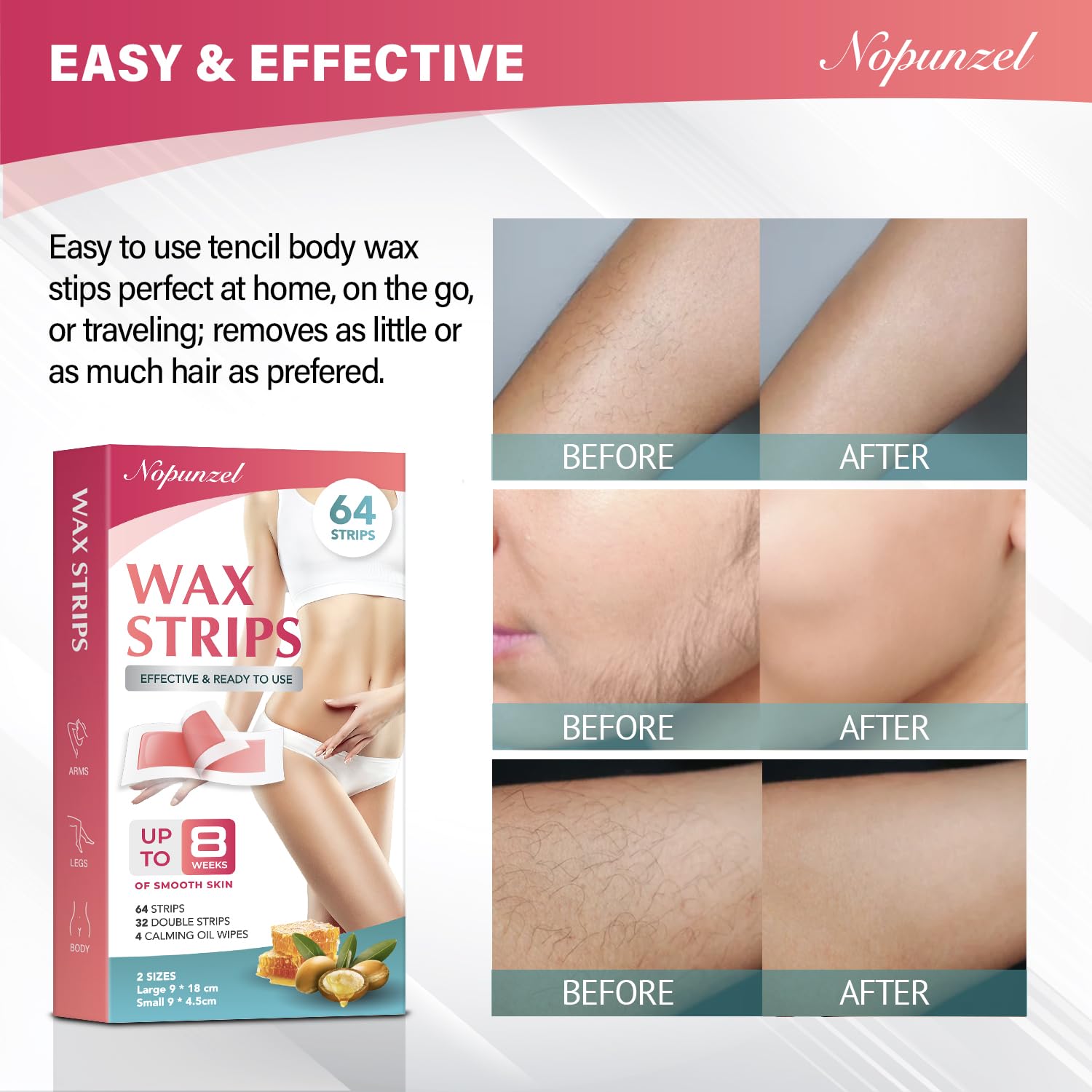 NOPUNZEL 64 Waxing Strips