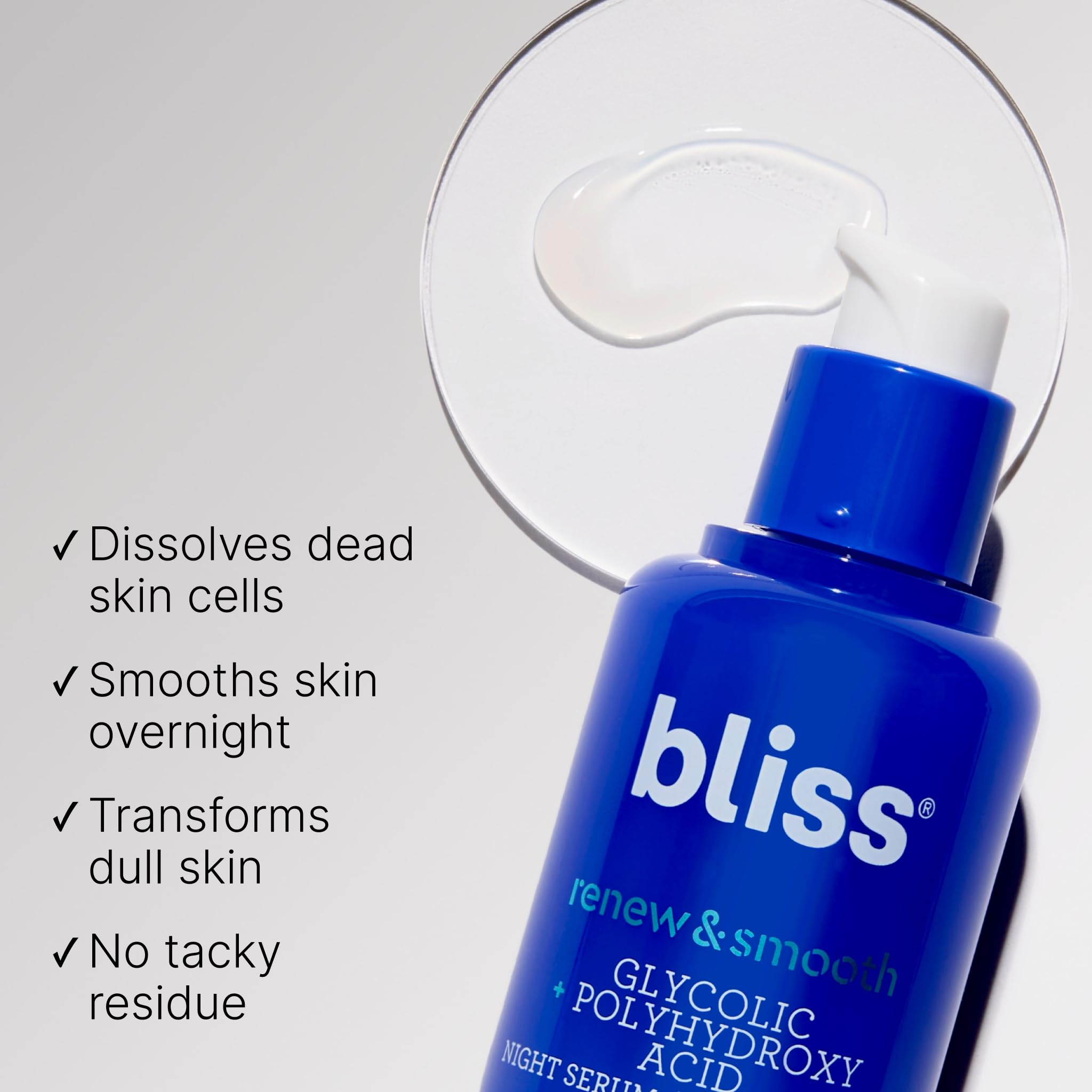 Suero facial de noche con ácido glicólico BLISS Renew & Smooth