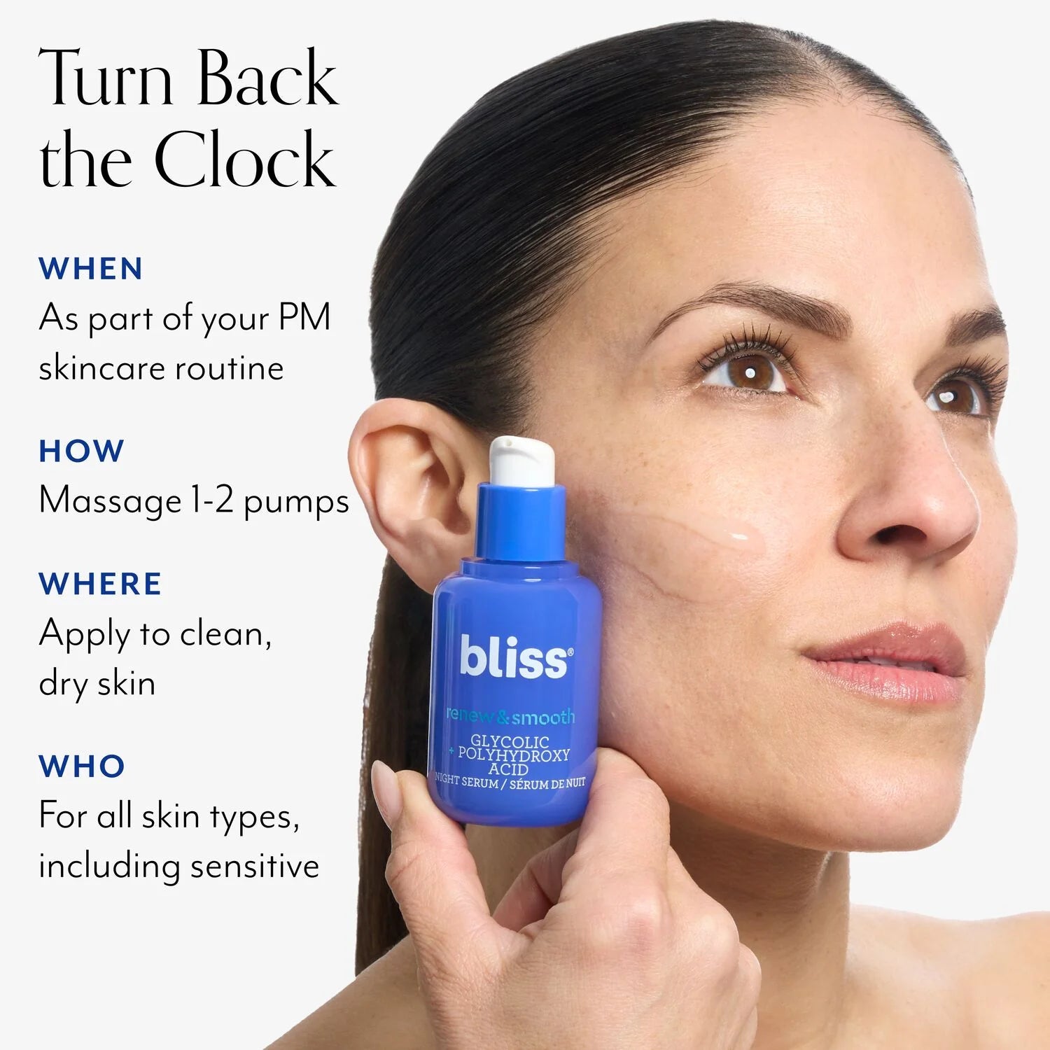 Suero facial de noche con ácido glicólico BLISS Renew & Smooth