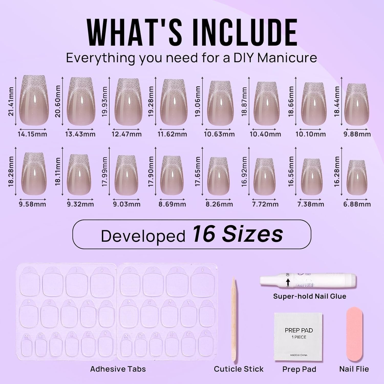 Starlight Shimmer Coffin Nails  - Press on Nails | Long Lasting & Reusable