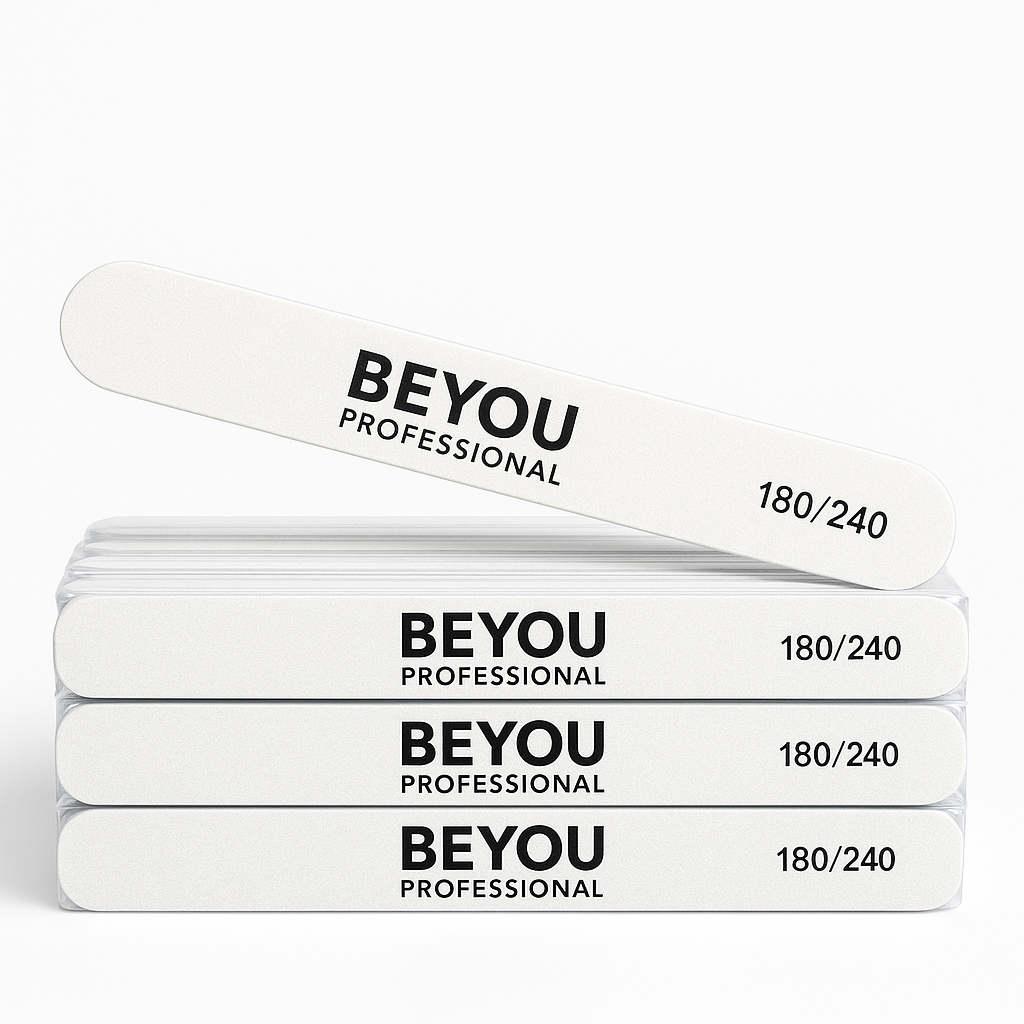 BEYOU Professional Nail Files 180/240 Grit, Wooden Base