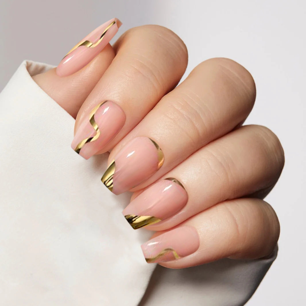 Golden Hour Square Nails - Press On Nails | Long Lasting & Reusable