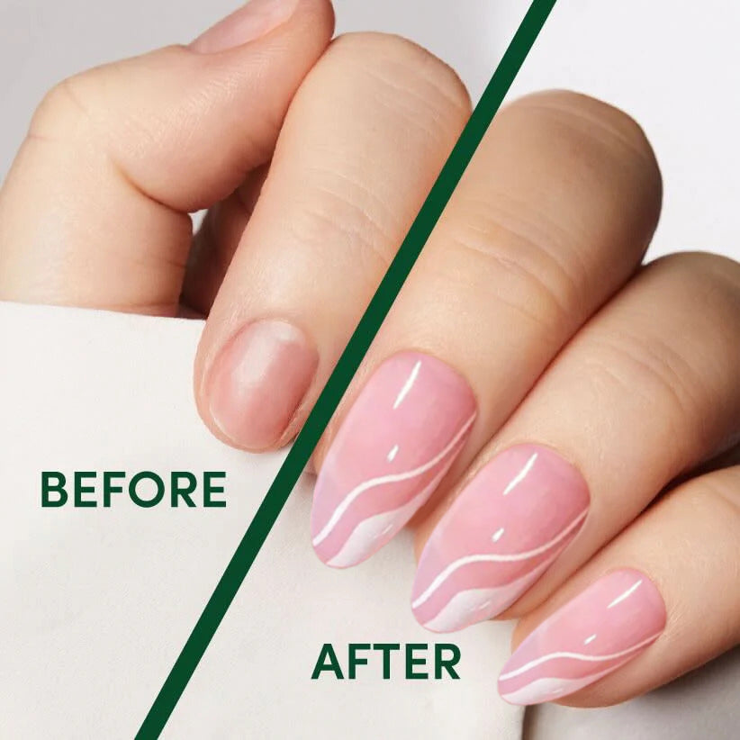 White Swirl Almond Nails - Press On Nails | Long Lasting & Reusable