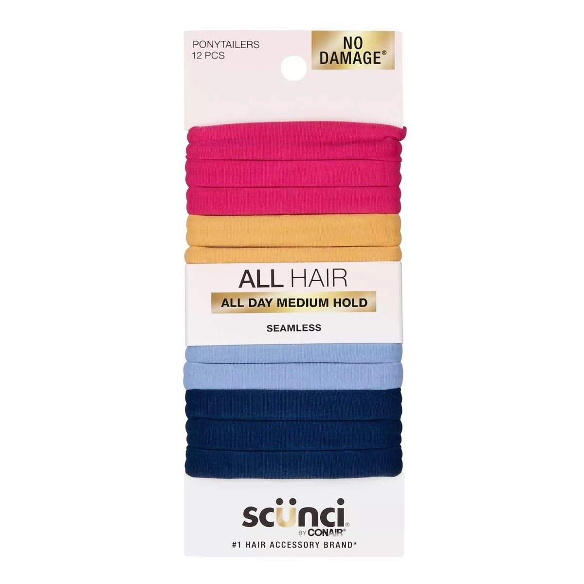Coleteros elásticos para el cabello SCUNCI de Conair, súper cómodos y sin daños (12 unidades)