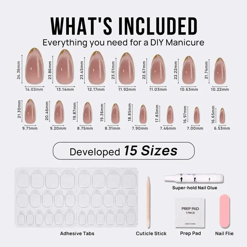 Knightshield Almond Nails - Press On Nails | Long Lasting & Reusable