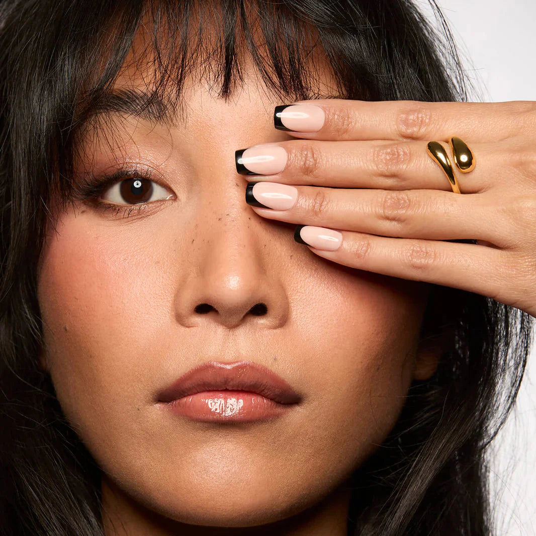 Classic Black French Square Nails - Press On Nails | Long Lasting & Reusable