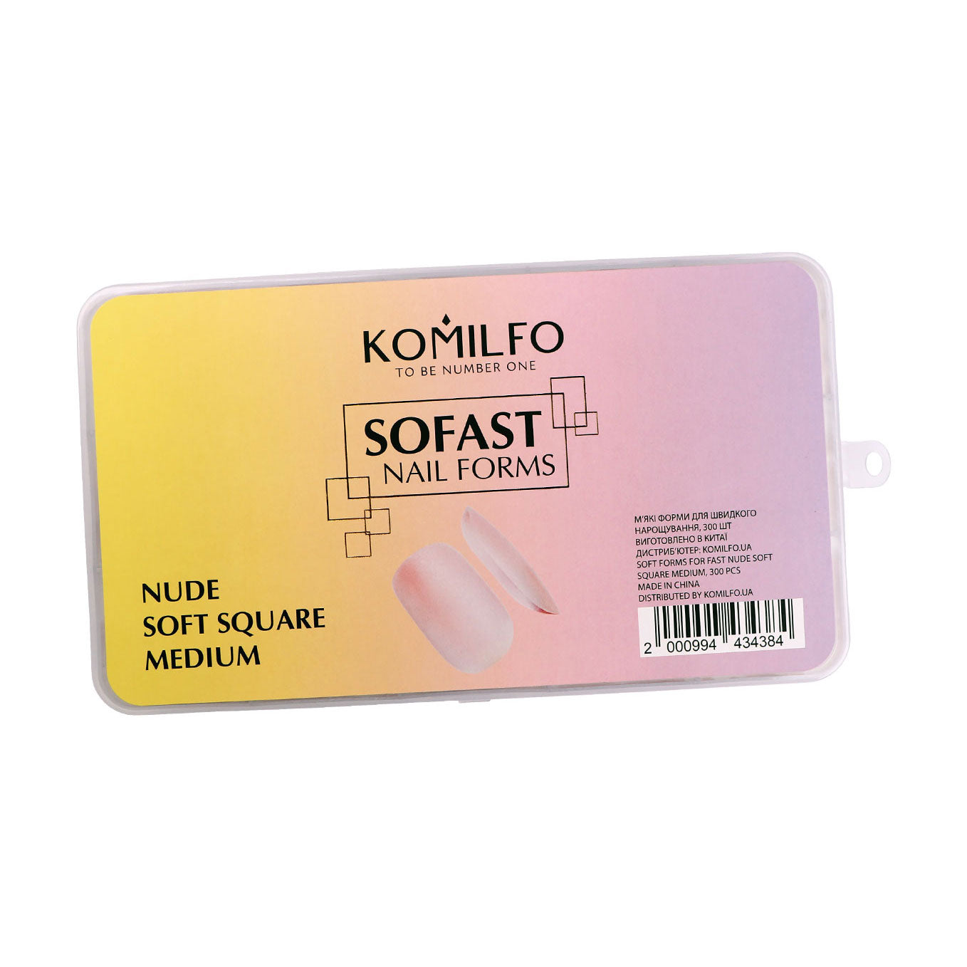 KOMILFO SOFAST NAIL FROMS NUDE SOFT SQUARE MEDIUM, 300 PCS 456079