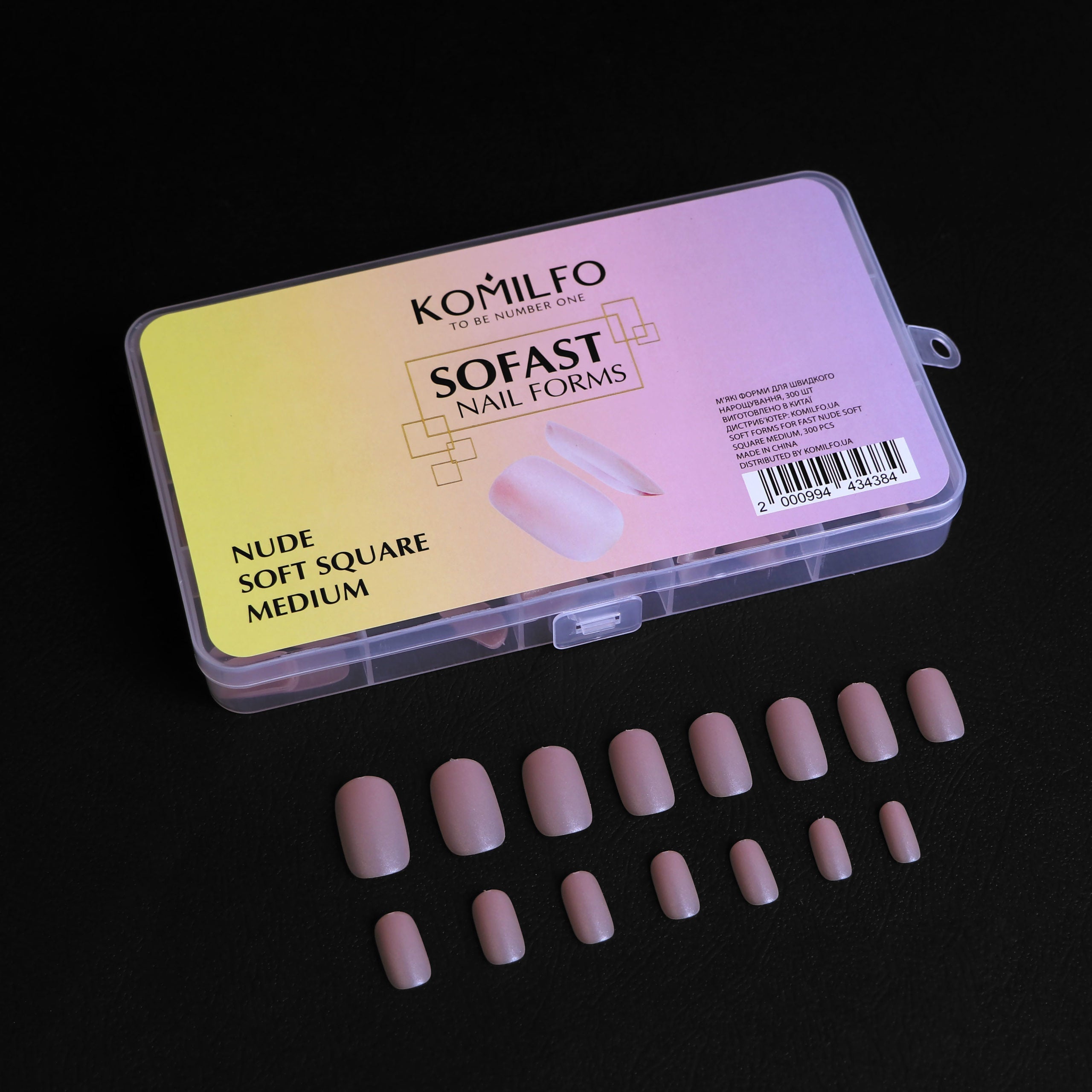 KOMILFO SOFAST NAIL FROMS NUDE SOFT SQUARE MEDIUM, 300 PCS 456079