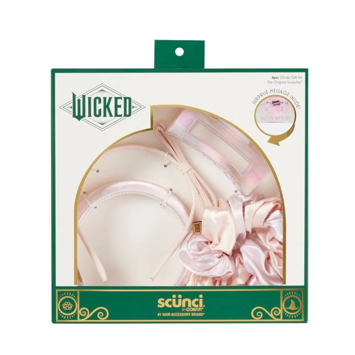 Set de regalo de accesorios para el cabello SCUNCI by Conair Wicked Elphaba (3 unidades)