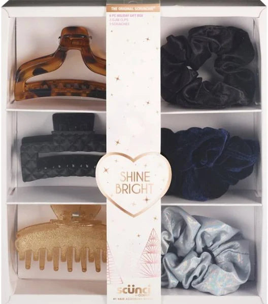 Set de regalo de accesorios para el cabello SCUNCI by Conair Shine Bright (6 unidades)