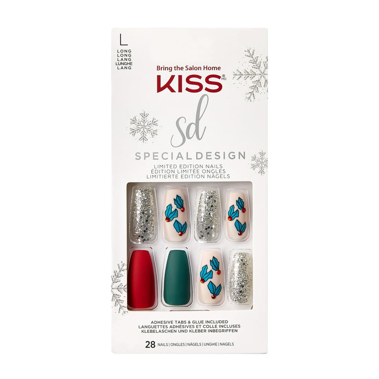 Edición limitada navideña de diseño especial de KISS: 28 uñas navideñas