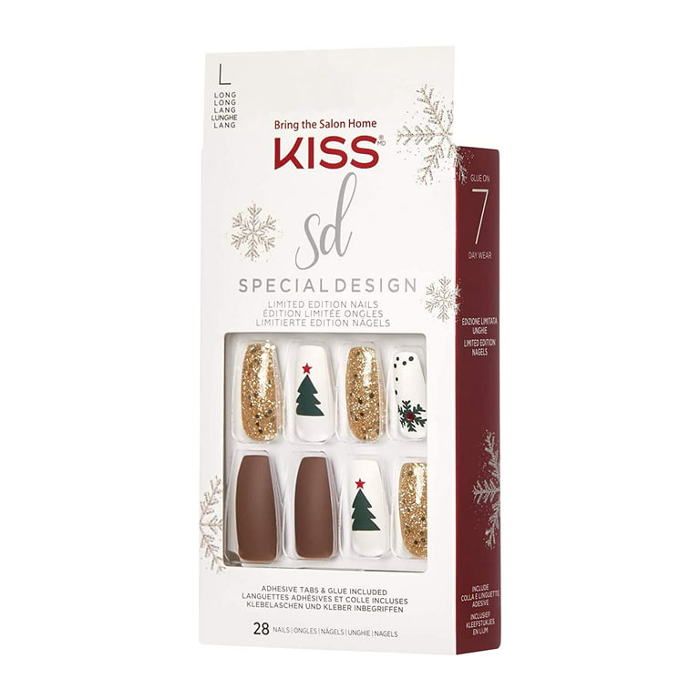 Edición limitada navideña de diseño especial de KISS: 28 uñas navideñas
