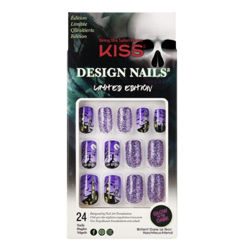 Diseño KISS 24 uñas postizas que brillan en la oscuridad para Halloween (Edición limitada)