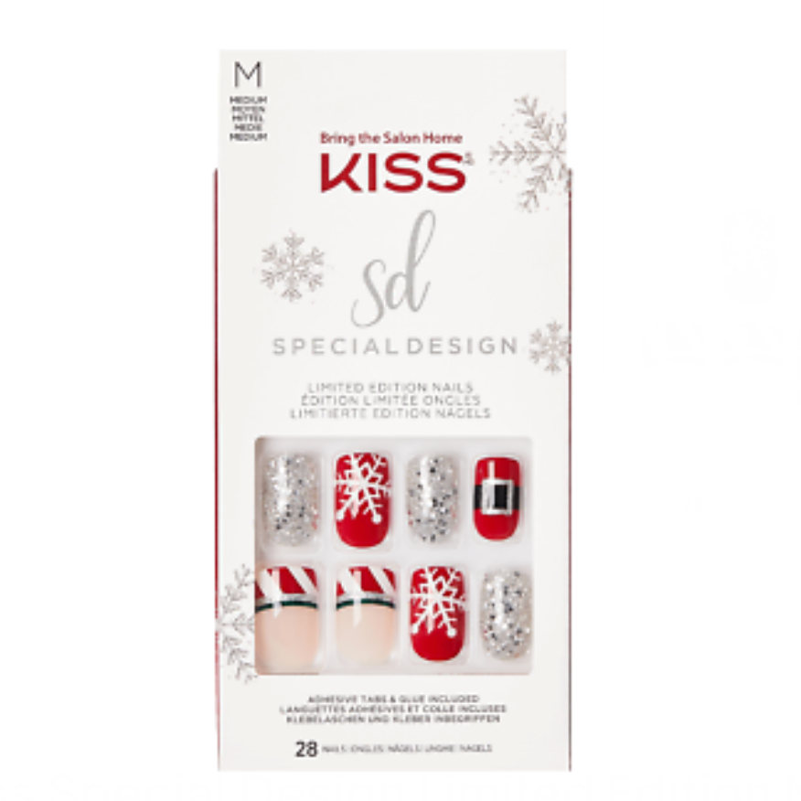 Edición limitada navideña de diseño especial de KISS: 28 uñas navideñas