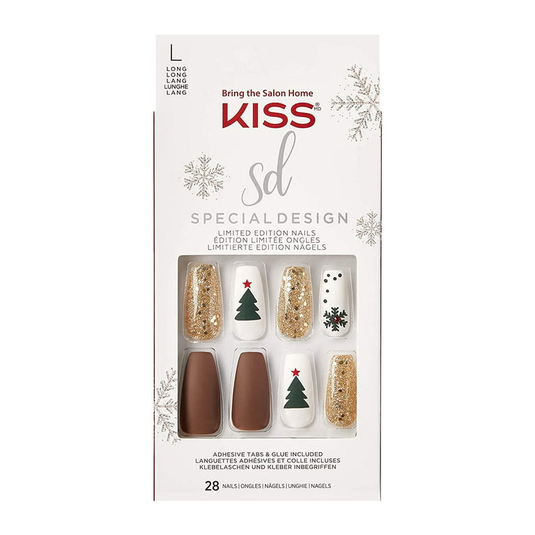 Edición limitada navideña de diseño especial de KISS: 28 uñas navideñas