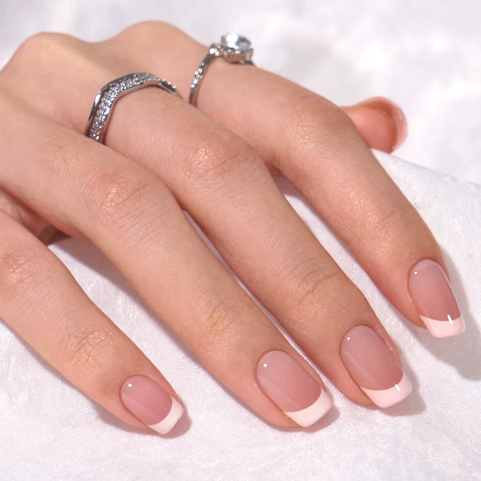 Classic French Square Nails - Press On Nails | Long Lasting & Reusable