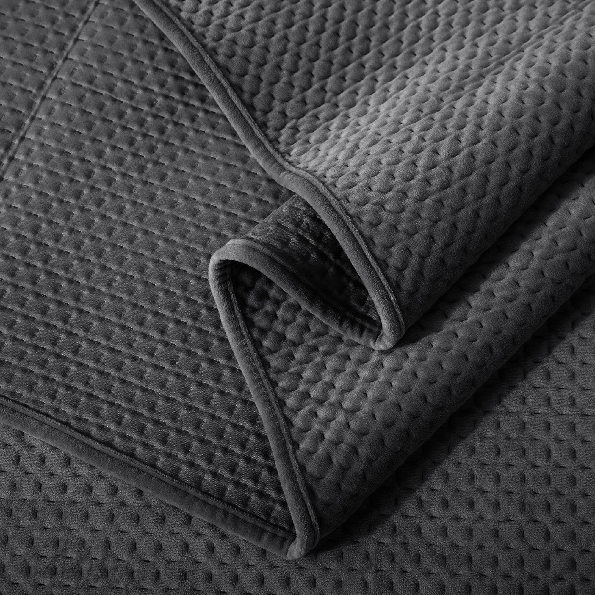 Kasentex All Season Cozy Velvet Quilt Set with Shams, Queen, King, Room Decor, Graduation Gifts