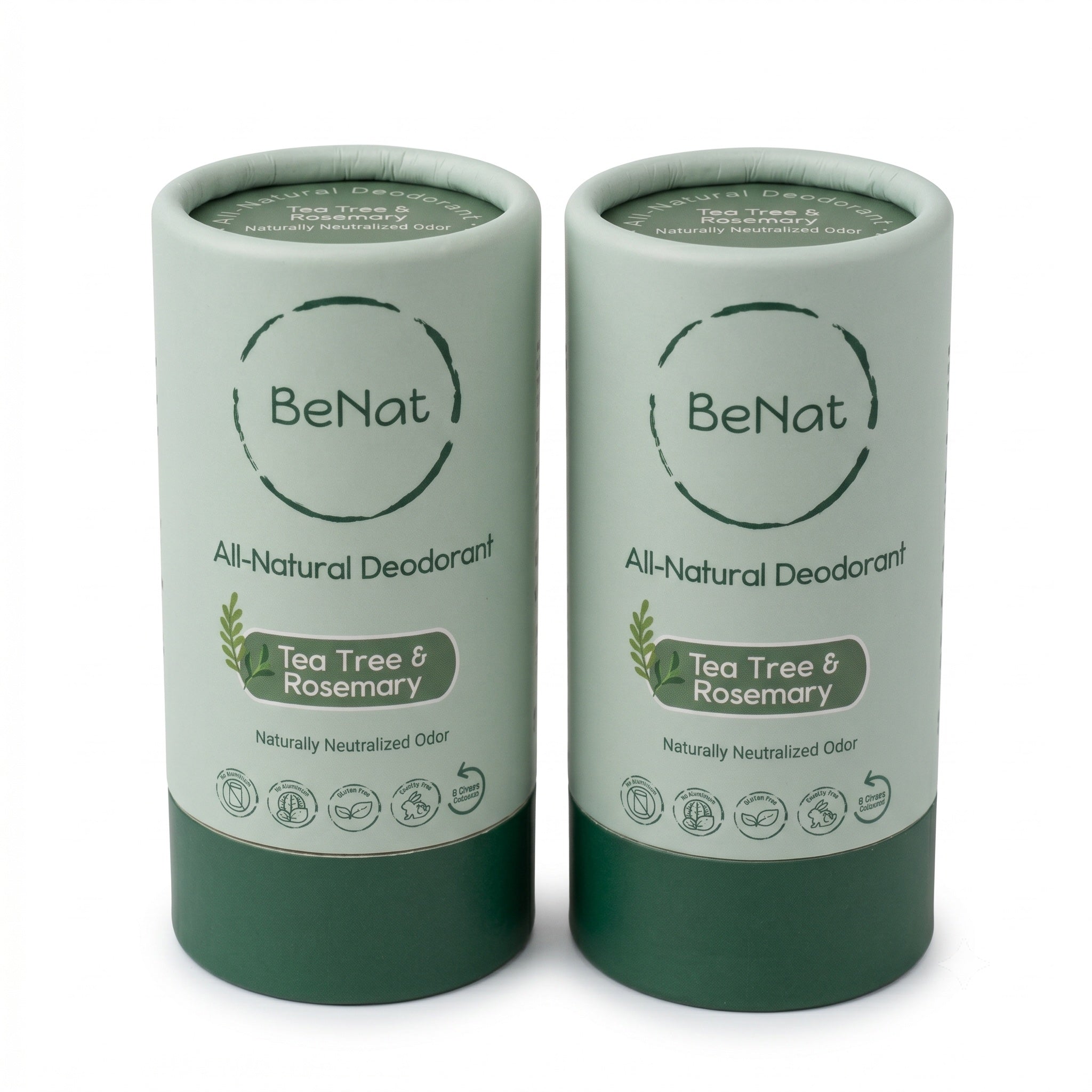 BENAT 2-Pack All-Natural, Plastic-Free Deodorants