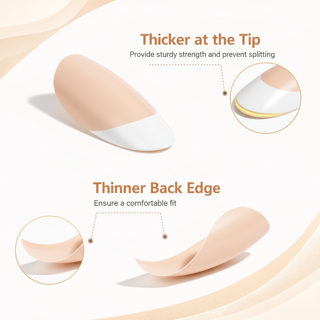 Salon-Style French Tip Press-On Nails - Coffin #031