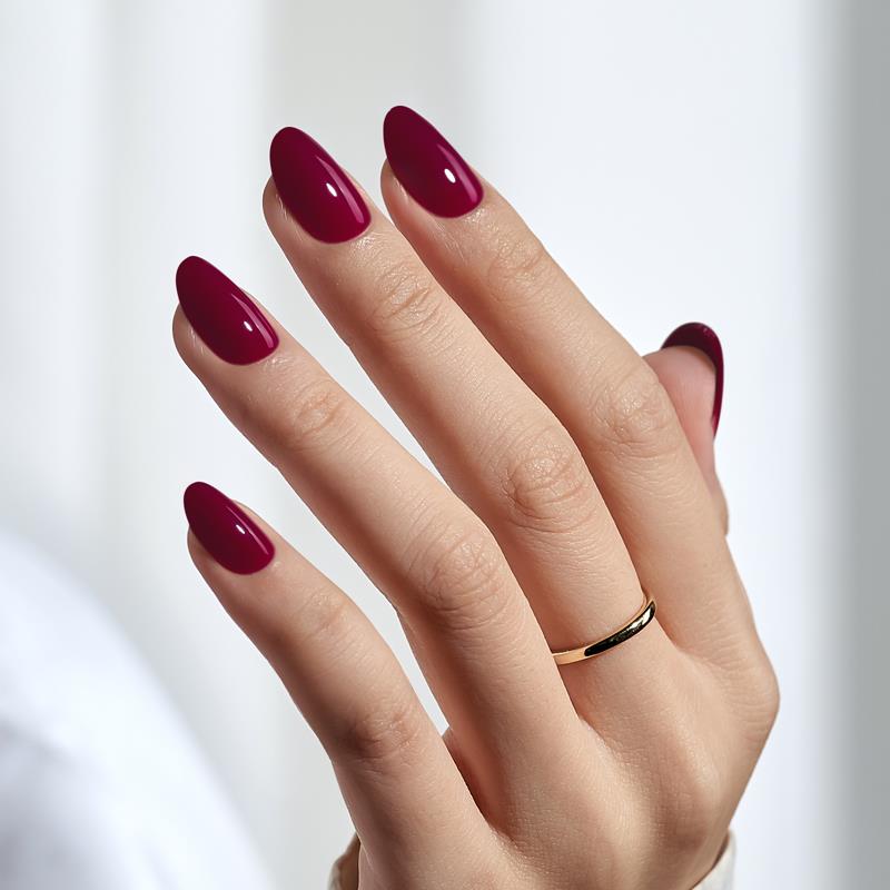 Grape Red Oval Nails - Press On Nails | Long Lasting & Reusable