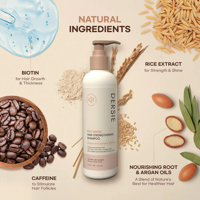 DERSIE Rice Water Hair Strengthening Shampoo & Conditioner