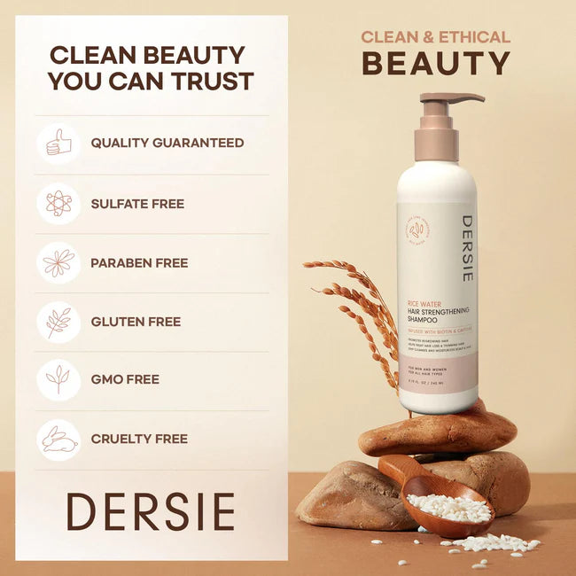 DERSIE Rice Water Hair Strengthening Shampoo & Conditioner