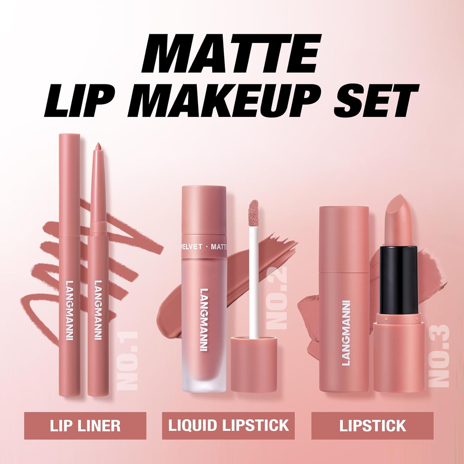 LANGMANNI 3 in 1 Matte Velvet Lip set