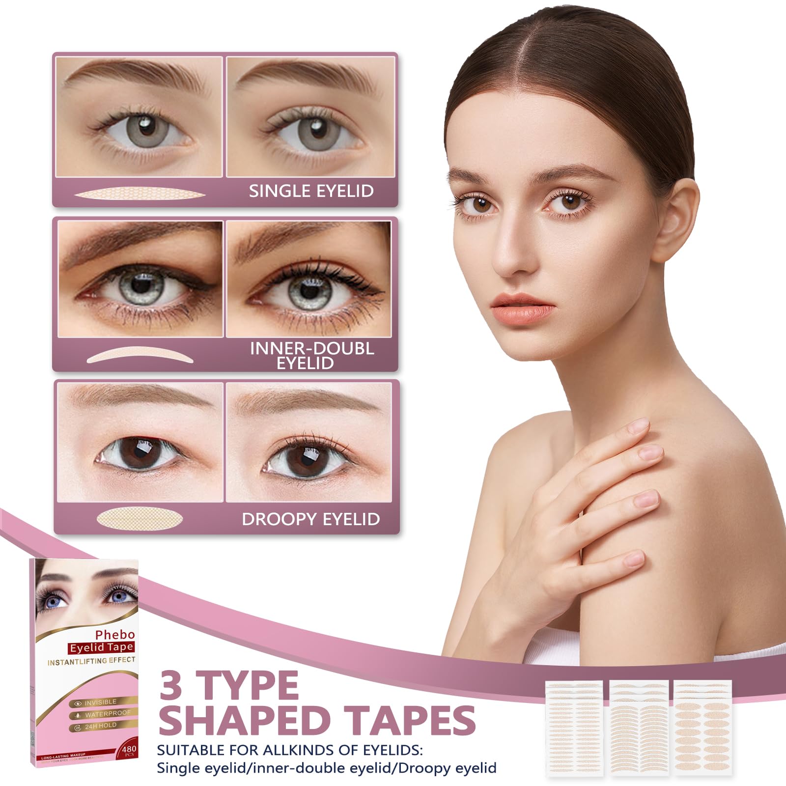 PHEBO Instant Lifting Effect Eyelid Tape - 480 pcs