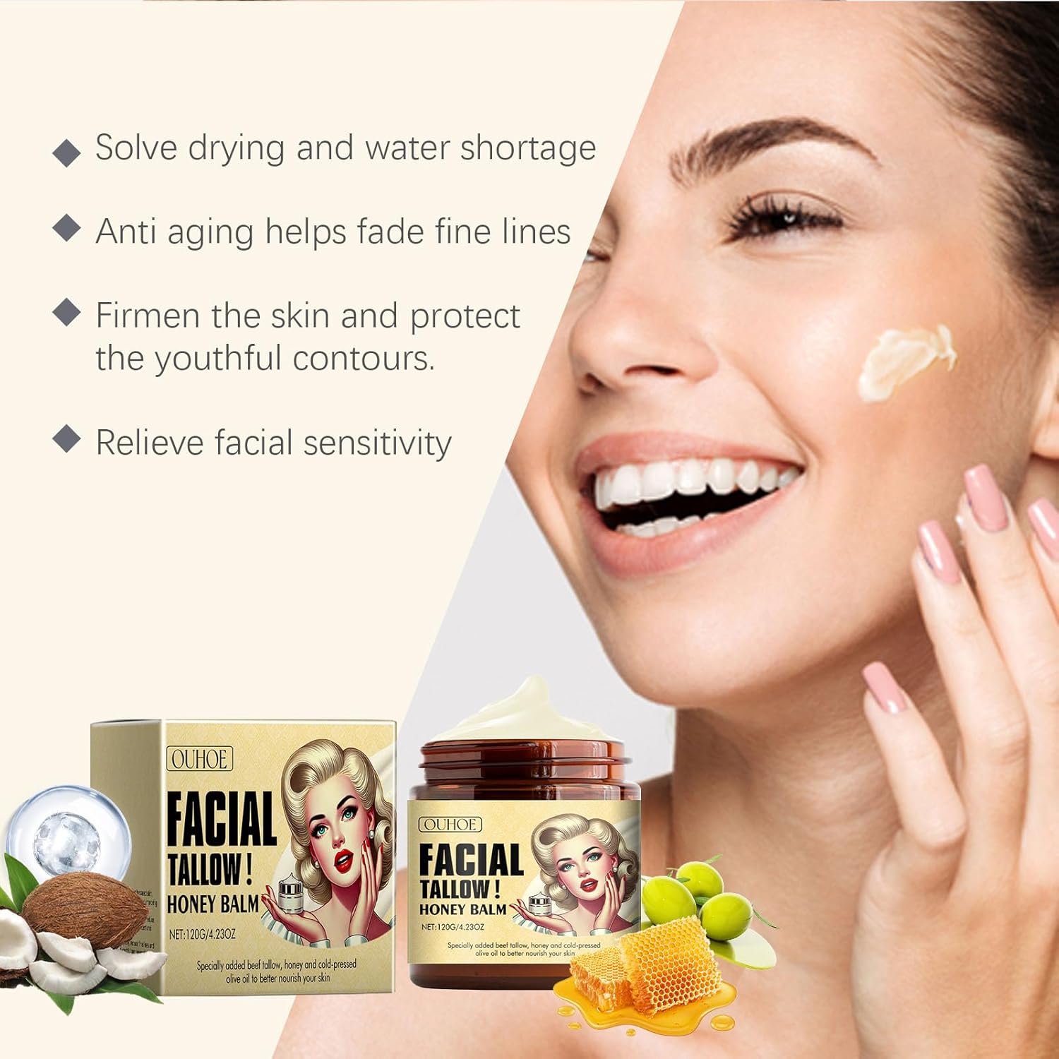OUHOE Facial Tallow Honey Balm