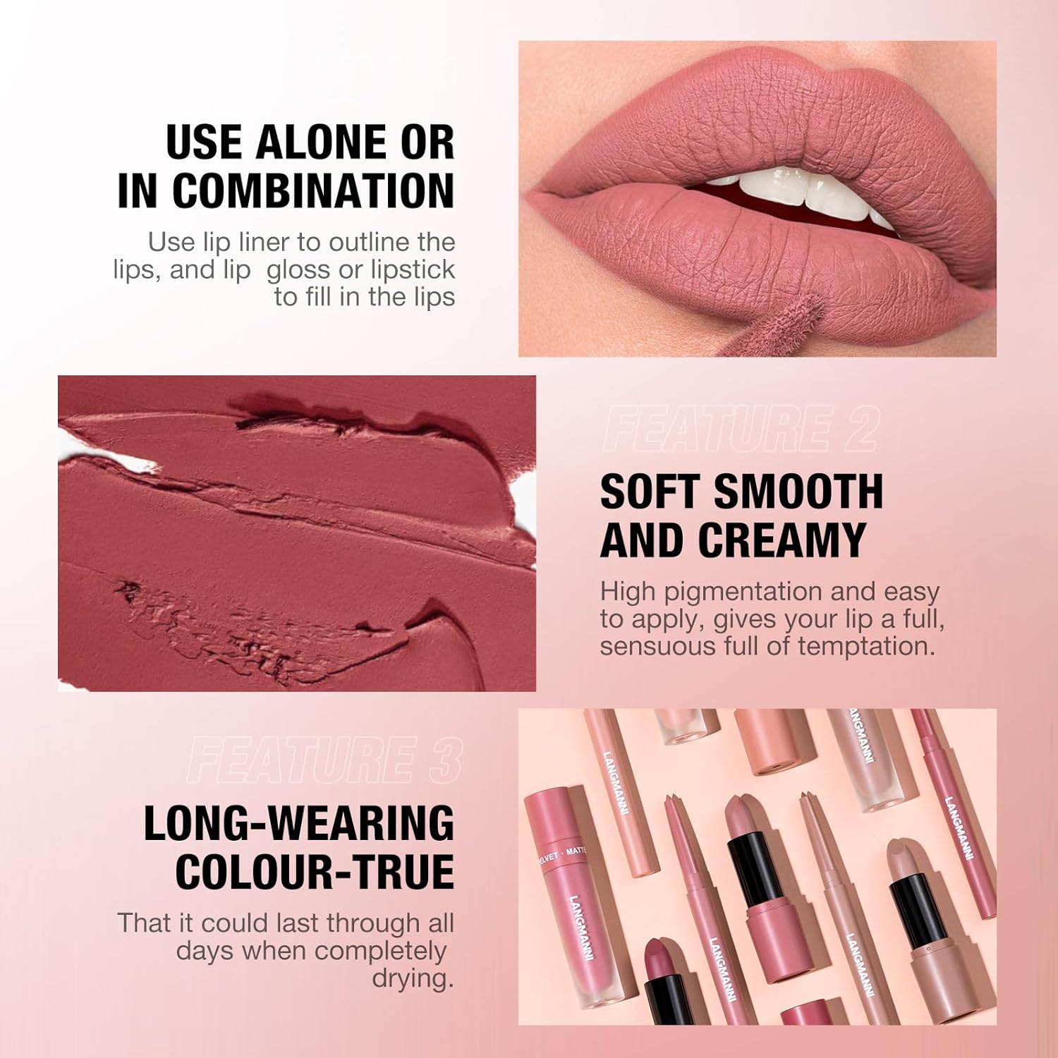 LANGMANNI 3 in 1 Matte Velvet Lip set