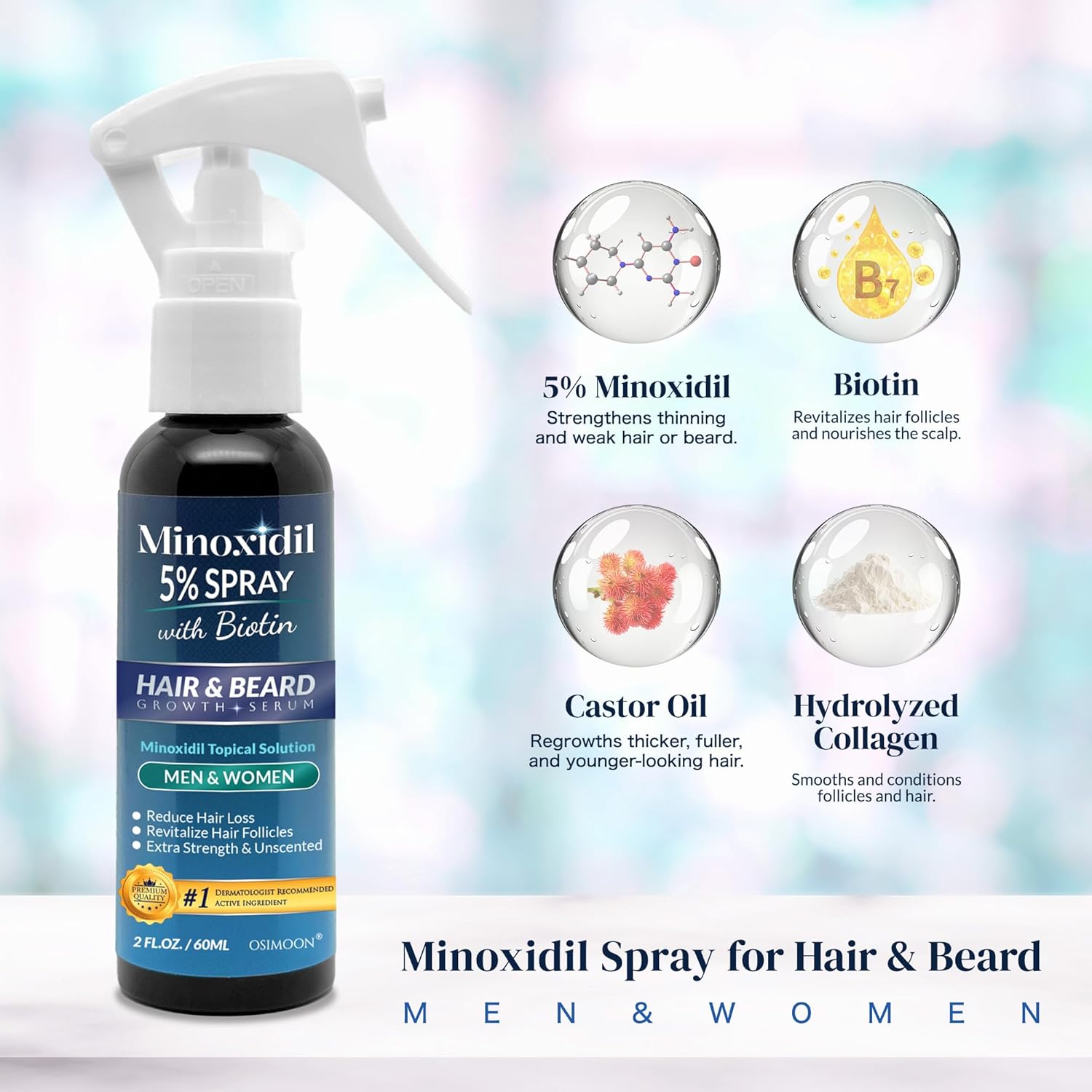 OSIMOON Minoxidil Spray With Biotin Hair Growth Serum