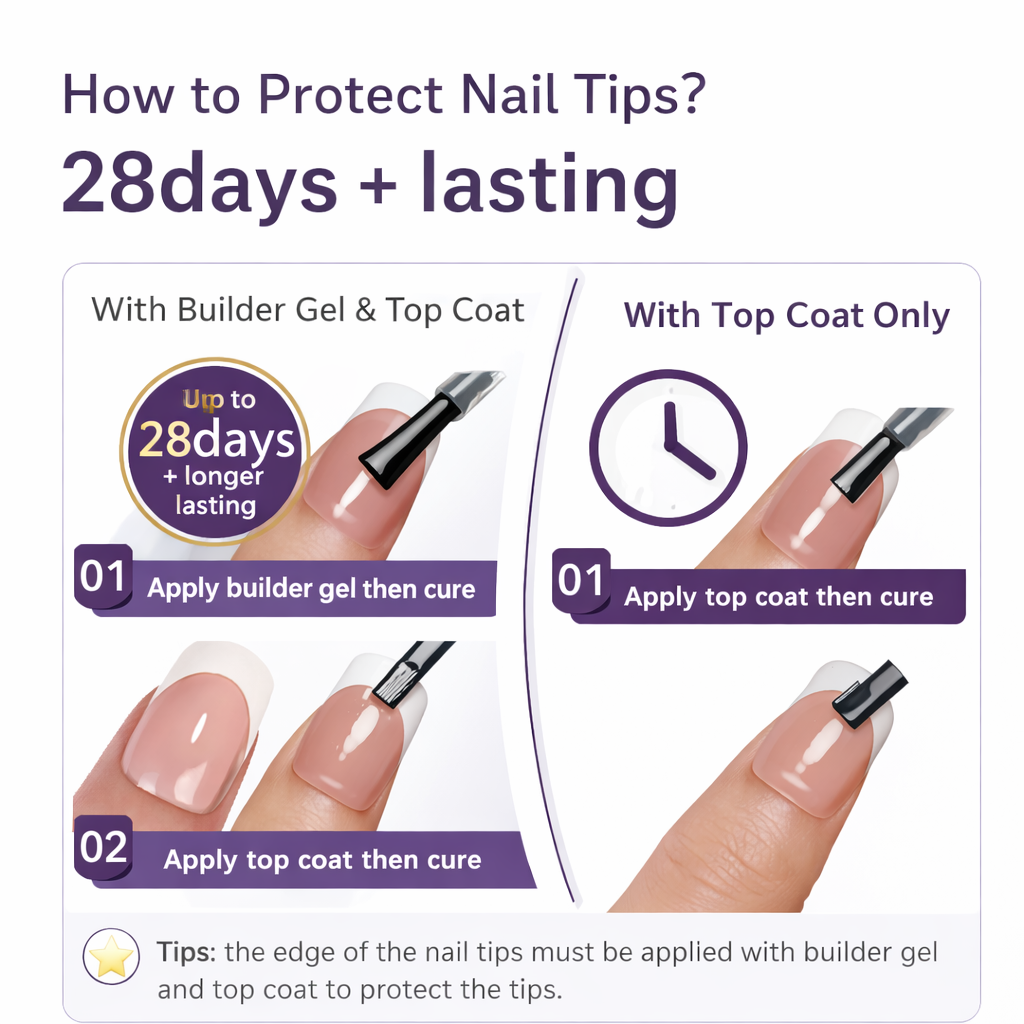 Salon-Style French Tip Press-On Nails - Coffin #028