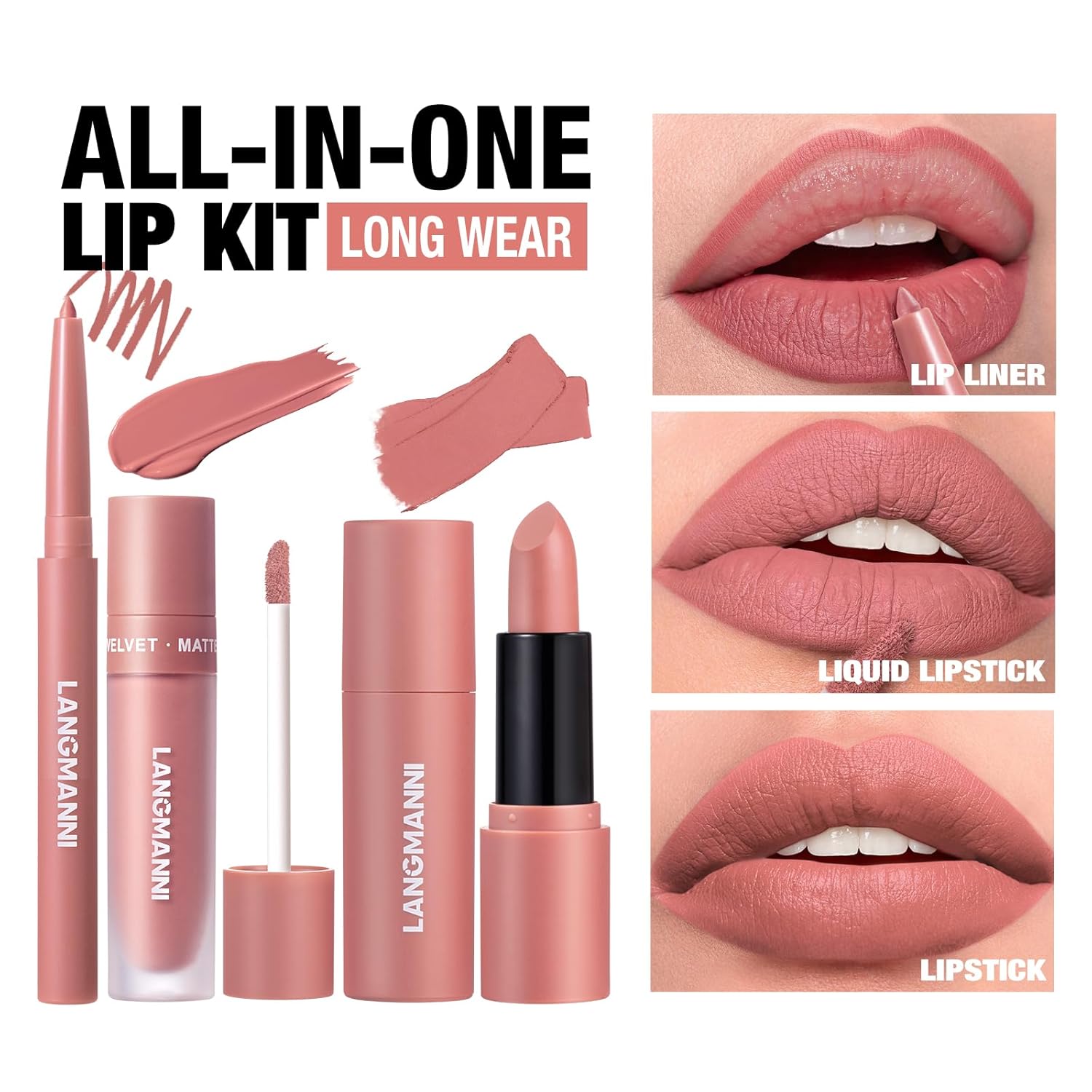 LANGMANNI 3 in 1 Matte Velvet Lip set
