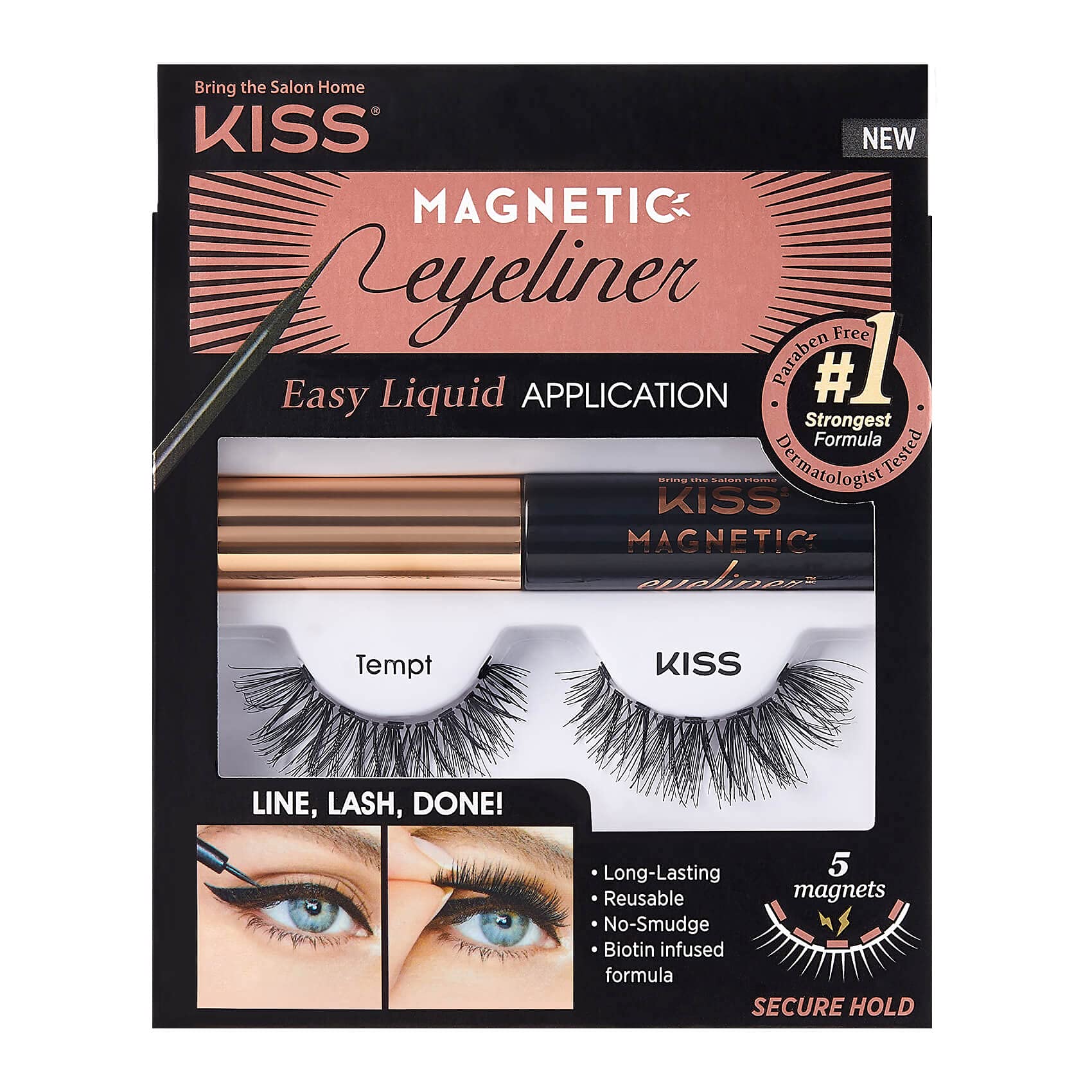 Kit de pestañas magnéticas y delineador de ojos KISS