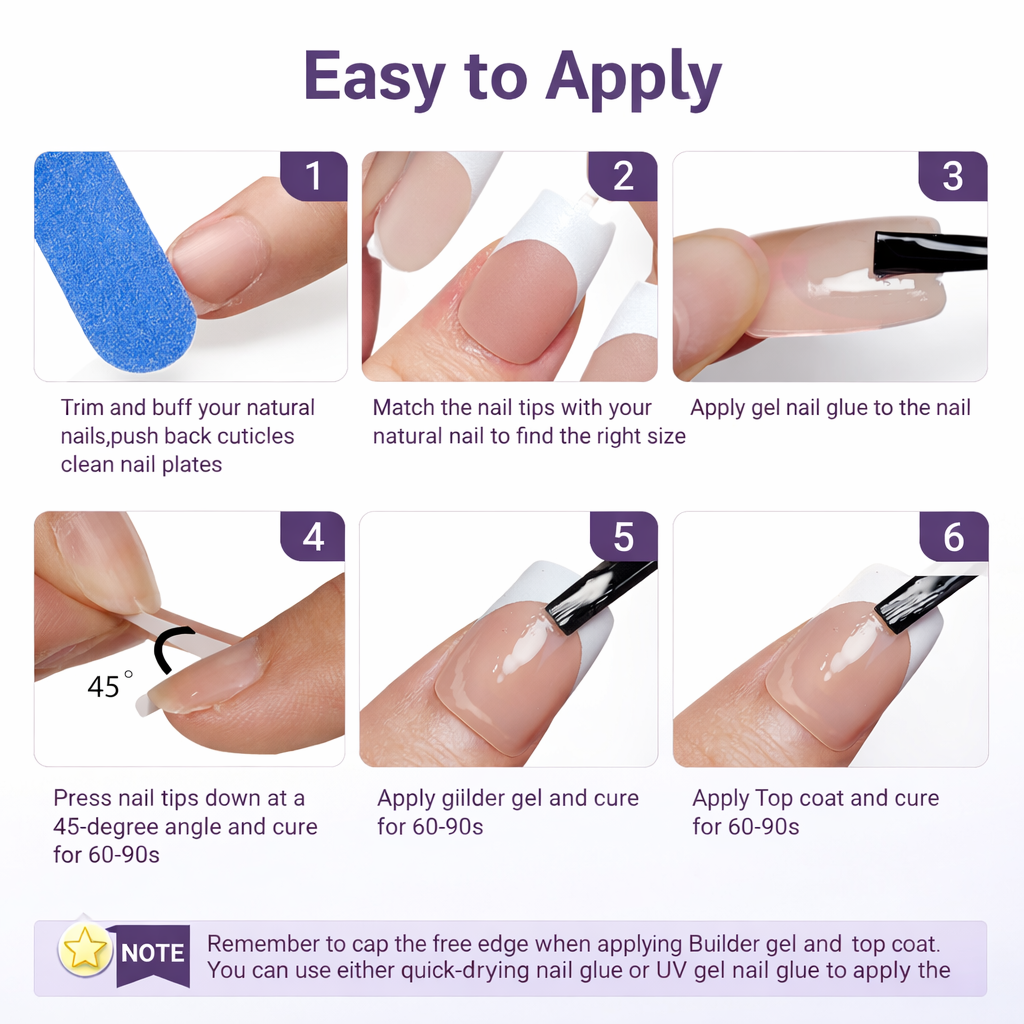 Salon-Style French Tip Press-On Nails - Coffin #028