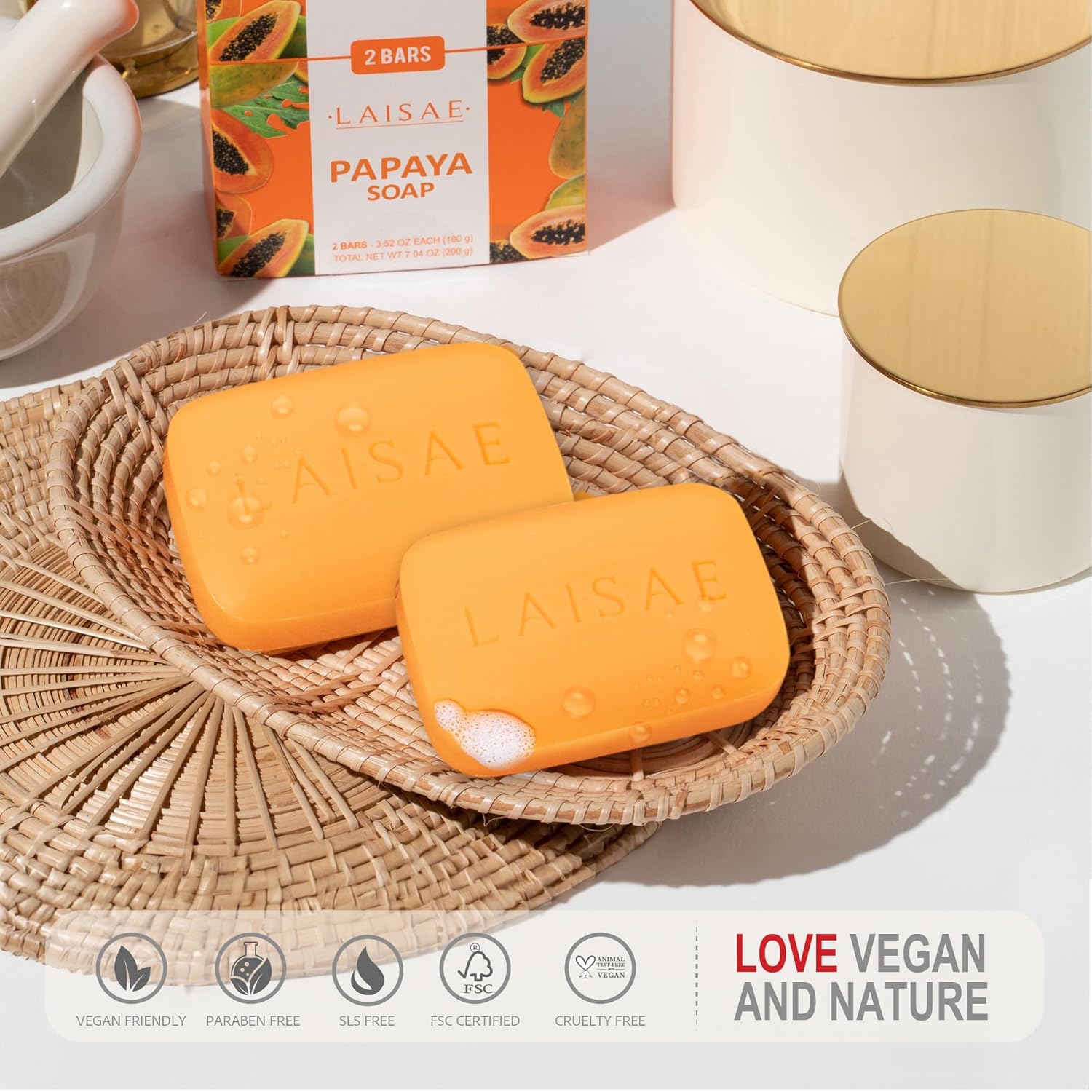 LAISAE Papaya Brightening Soap (2 Bars)