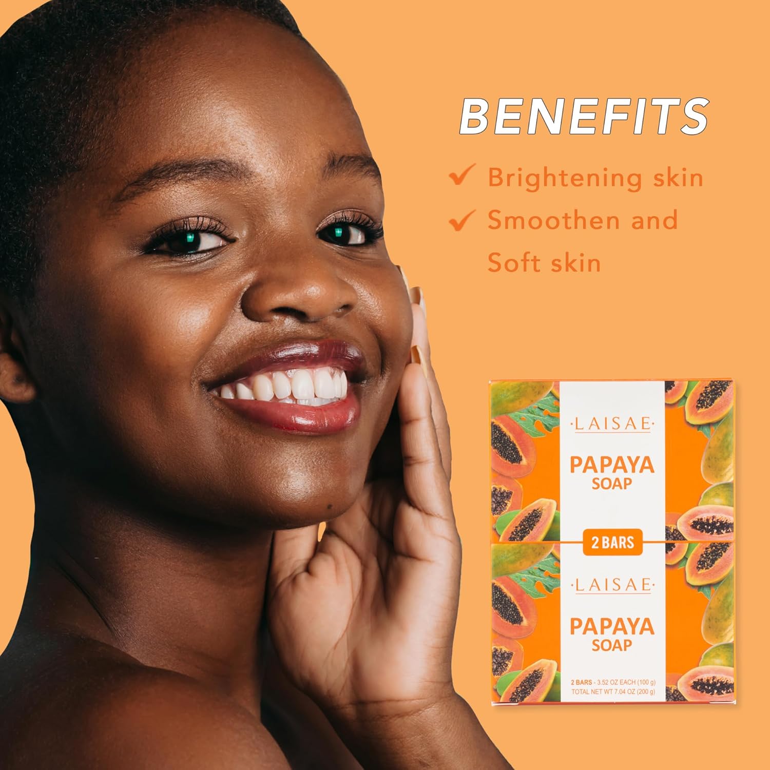 LAISAE Papaya Brightening Soap (2 Bars)