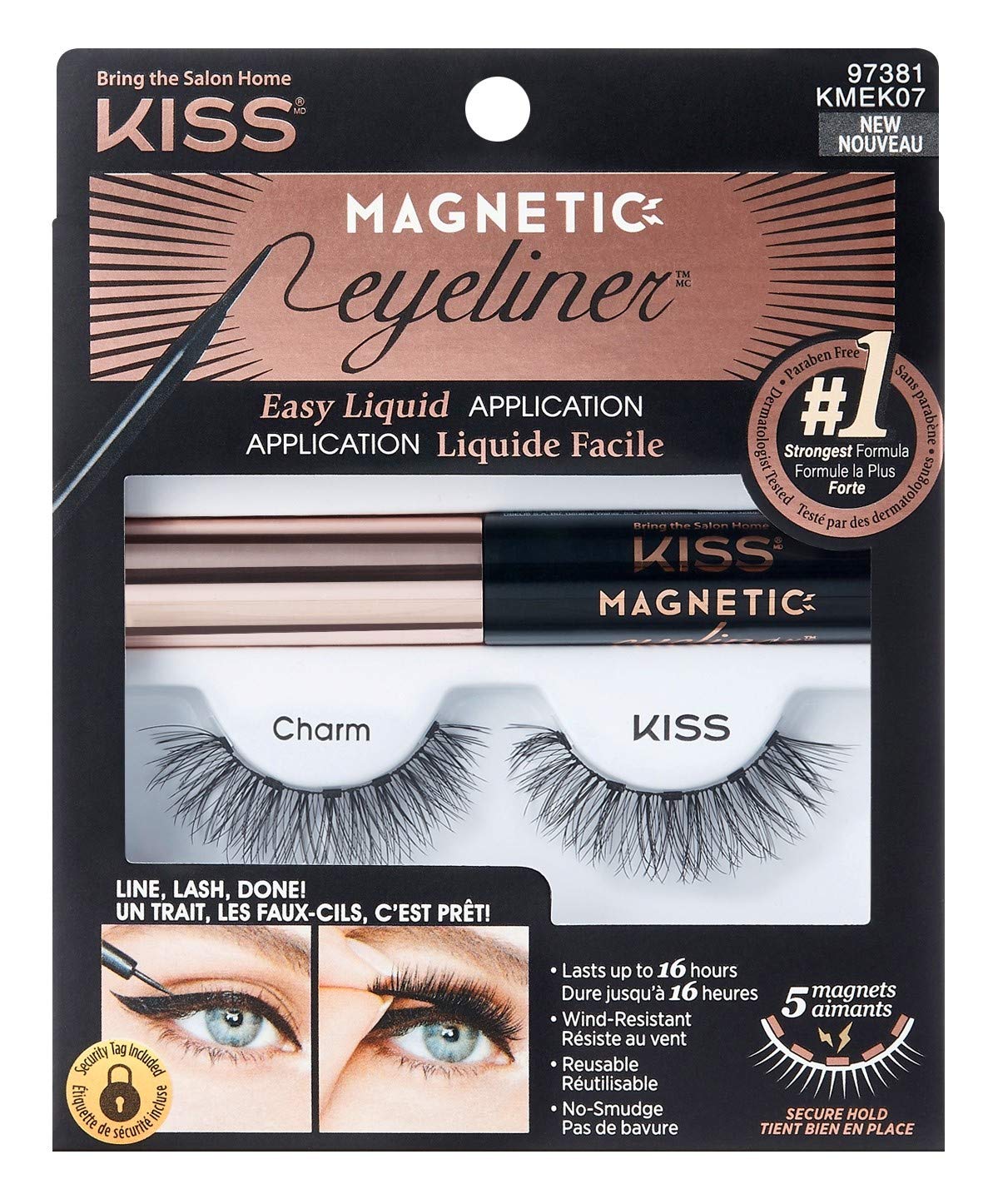 Kit de pestañas magnéticas y delineador de ojos KISS