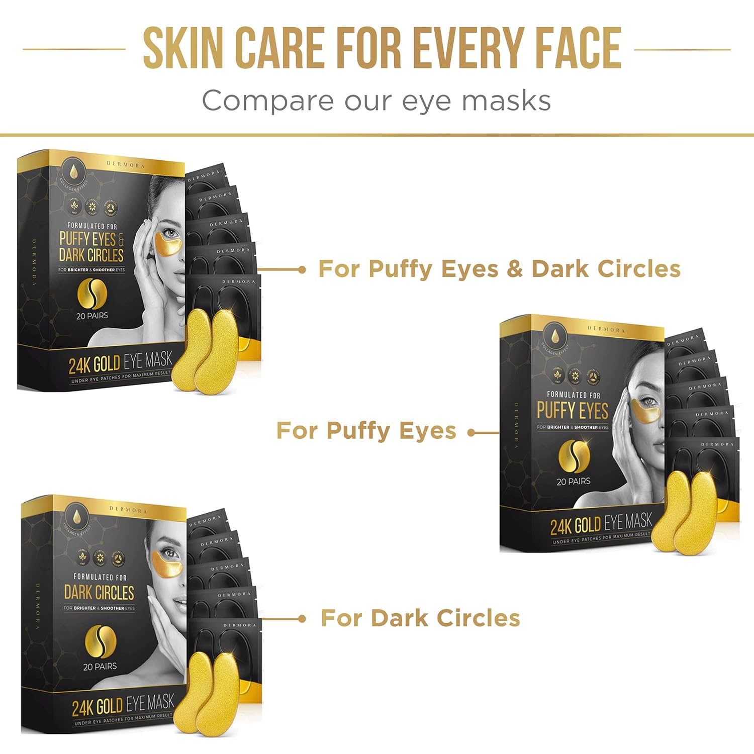DERMORA 24K Golden Glow Under Eye Patches