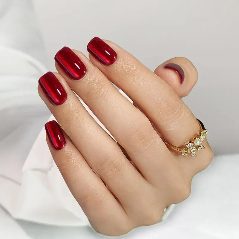 Red Hot Square Nails - Press On Nails | Long Lasting & Reusable