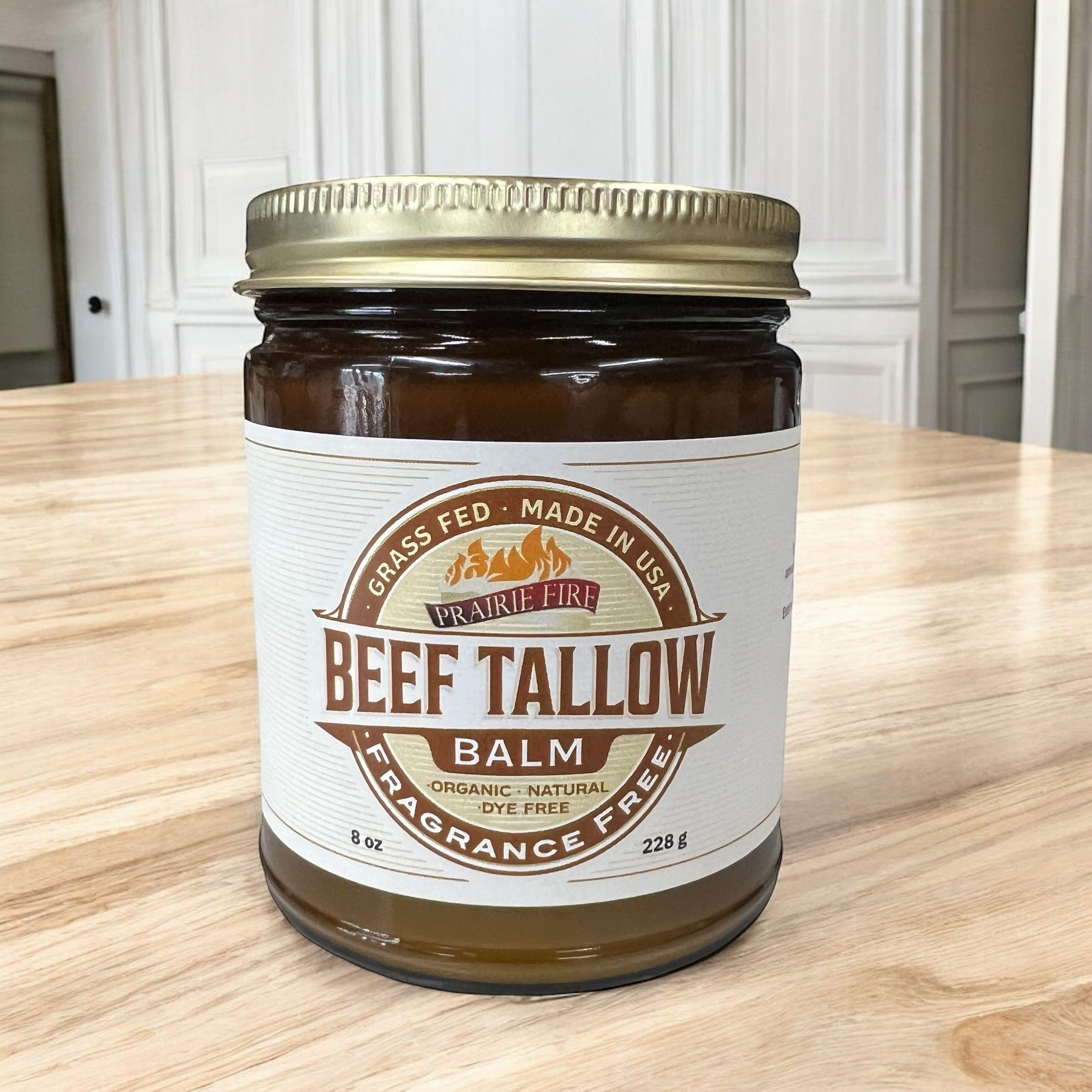 Grass Fed Beef Tallow Balm - 8 oz - Made in USA - Organic Grass Fed and Finished - Moisturizing Skin Care