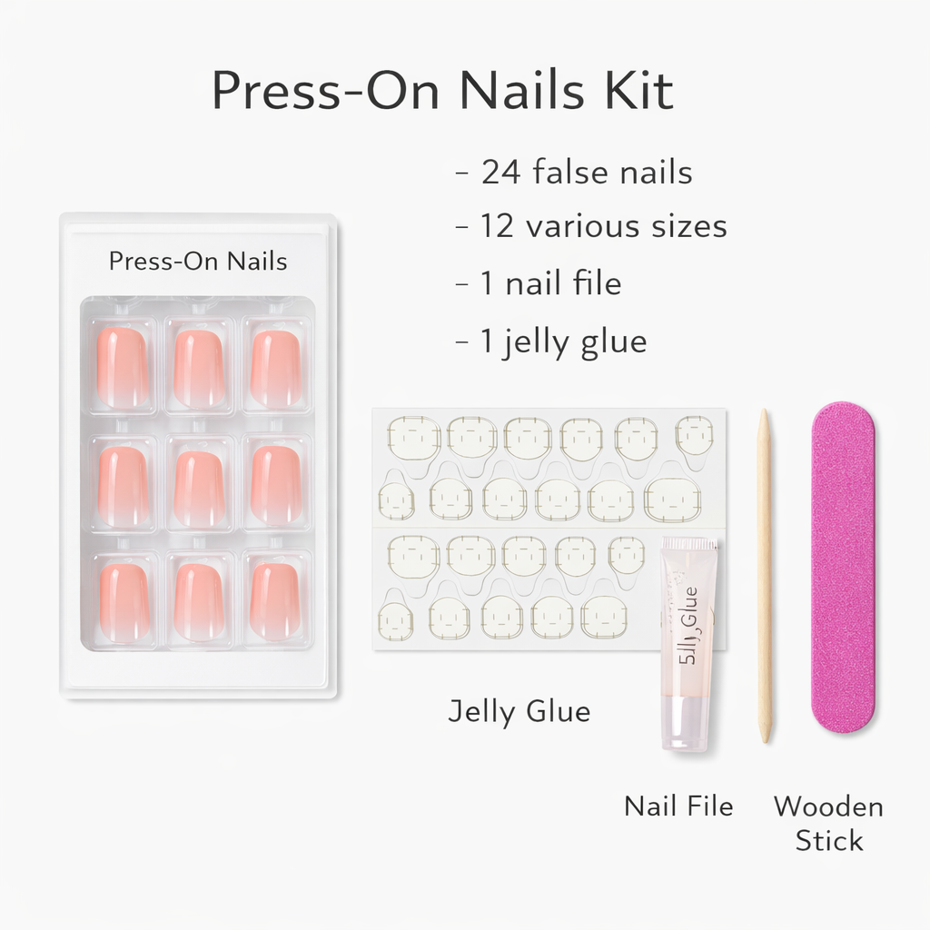 Salon-Style French Tip Press-On Nails - Square 04